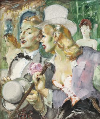 an image of a painting of a man and a woman with a guitar