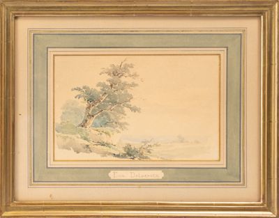 une image d'une peinture représentant un arbre dans un champ