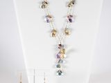 a close up of a necklace and earrings on a mannequin