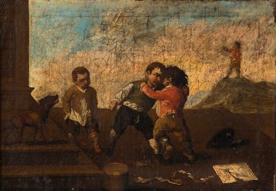 painting of a painting of a group of children playing with each other