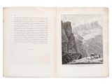 un livre ouvert avec, en arrière-plan, l'image d'un paysage de montagne