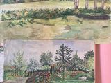 deux photos d'un livre sur lequel figure l'image d'un jardin
