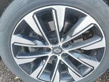 a close up of a tire on a car