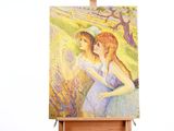 un tableau représentant deux femmes debout l'une à côté de l'autre