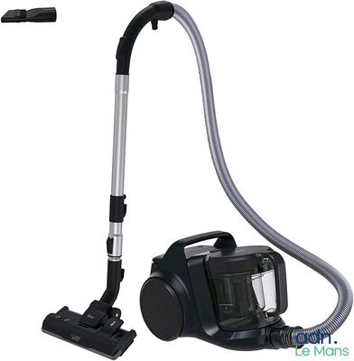 a close up of a vacuum and a canister on a white background