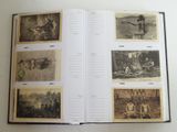 an open book with pictures of people and animals on it