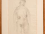 an image of a drawing of a nude woman in a wooden frame