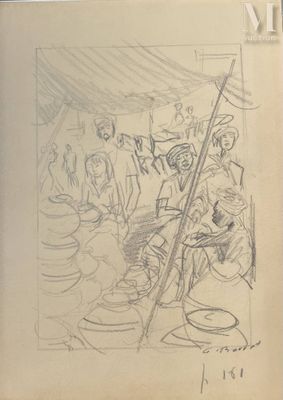 Gaston BARRET (1912-1991) Marché oriental
