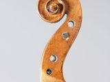 a close up of the back of a violin with a fiddle in the foreground