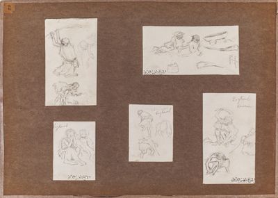 un vieux livre illustré de dessins représentant des personnes et des animaux