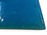 a blue plastic bag with a handle on a white background