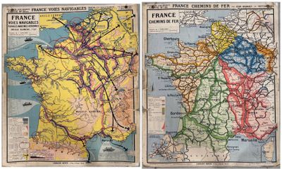 deux cartes de la France et de la France au XIXe siècle