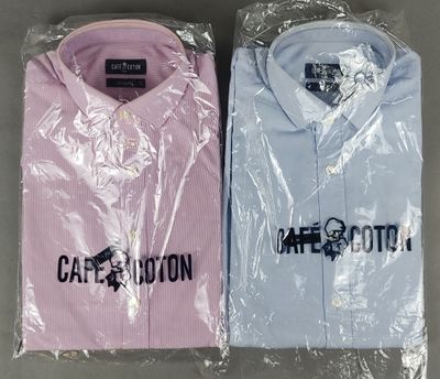 CAFE COTON. Deux chemises, slim fit, taille 38, sous blister…