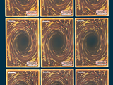 six square paintings of a spiral design on a dark blue background