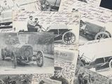 plusieurs vieilles photos en noir et blanc représentant des voitures anciennes et des personnes
