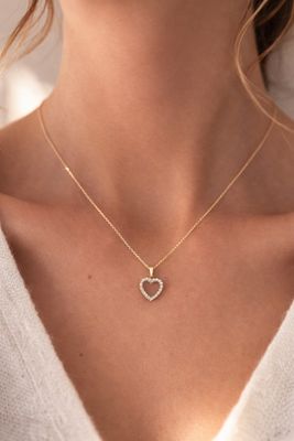 Collier en or jaune 750 °/°°° (18K) à pendentif coeur et pie… - Photo 1