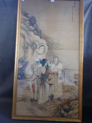 une photo d'une photo représentant une femme à cheval