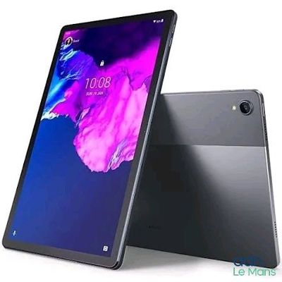 a close up of a tablet computer on a white surface