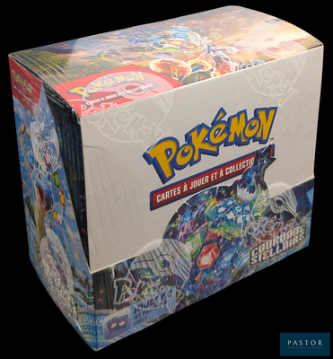 une boîte de cartes à collectionner Pokémon sur fond noir