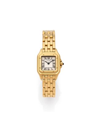 Montre-bracelet Cartier pour femme, en or jaune 18 carats, à quartz
