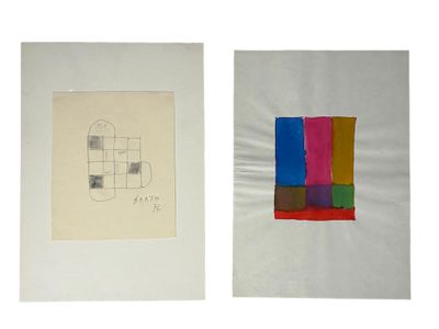 deux tableaux de couleurs et de formes différentes sur une surface blanche