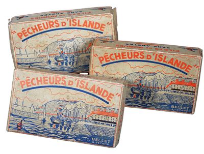 three boxes of pecheurs islands are stacked on top of each other