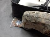 a piece of luggage that has been left on the floor