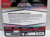 the back of a box of pokemon evolutions trading cards