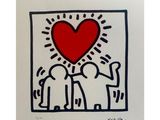 an image of a painting of a heart and two people with a dog