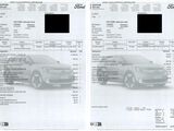 two pages of a car receipt with a picture of a car on it