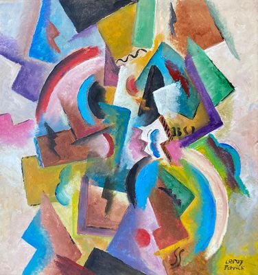 a painting of a colorful abstract painting on a white background