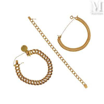 Lot de bracelets Lot de trois gourmettes en or jaune 18K (75… - Photo 1