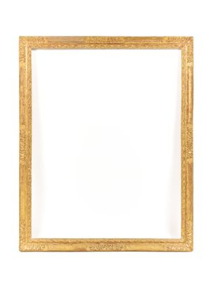 a gold picture frame with a white background