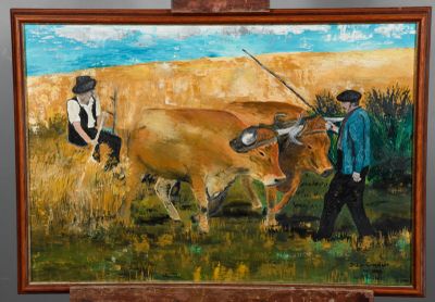 Didier CROZATIER La Moisson ? Huile sur toile signée en bas …