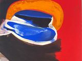 an image of a painting of a hat on a red background