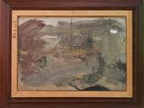 an image of a painting of a landscape in a wooden frame