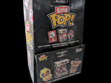 a box of toys that are on display on a black background