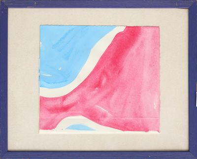painting of a red, white and blue wave in a blue frame