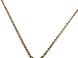 a gold chain necklace with a single diamond on a white background