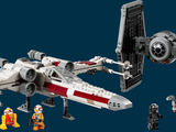 a lego star wars tie fighter and a lego starfighter