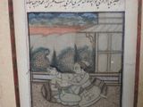 a picture of a painting of a man sitting on a bench