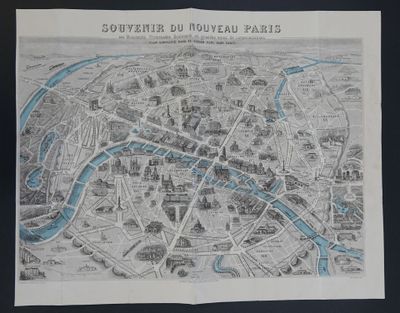 une vieille carte d'une ville traversée par une rivière