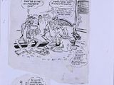 sketches of a cartoon of a man and a woman sitting on a bench