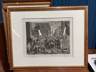 Gravure d’après Poussin. 48 x 60 (à vue hors cadre)