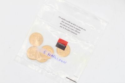 5 pièces 20f or (scellé Société Générale) *