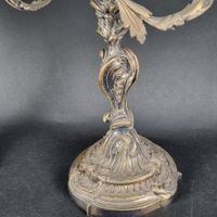 Paire de candélabres Rocaille en bronze désargenté à trois b… (photo 2)