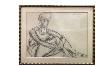an image of a drawing of a woman sitting in a chair