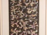 painting of a black and white abstract painting with a white frame