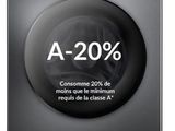un gros plan d'une machine à laver sur laquelle on peut lire « -20 % »