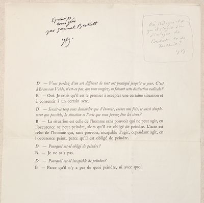 BECKETT (Samuel). BRAM VAN VELDE. Quatre placards in-folio (39 X 28 cm - Photo 1